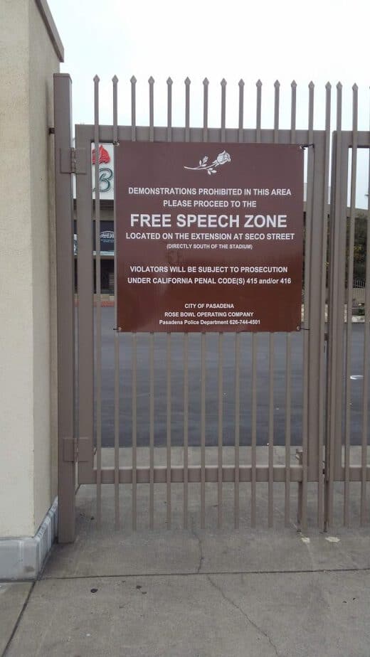 No free speech here sign